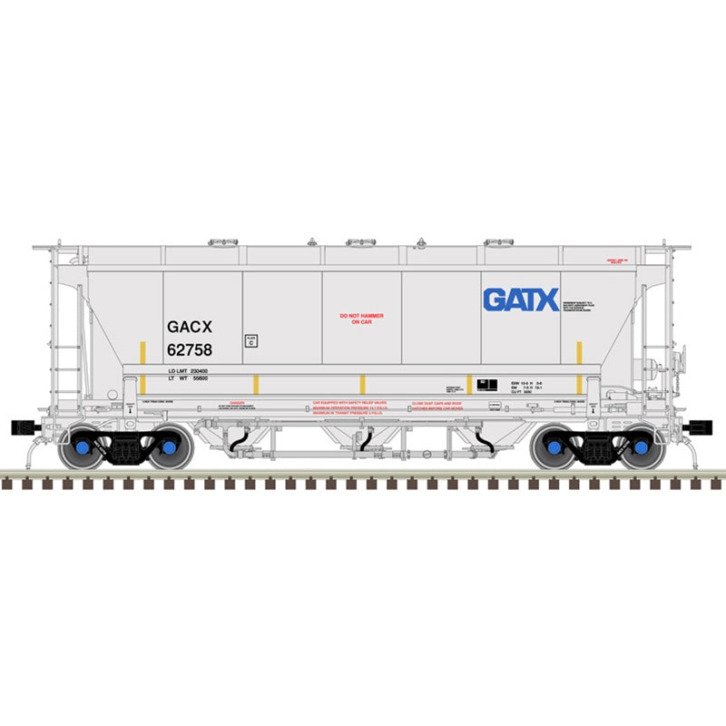 Atlas 20006840 HO Trinity 3230 Covered Hopper General American (GACX) 62772 (Grey/Black/Blue)