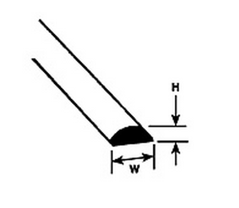 Plastruct 90880 MRH-40 10pk STY HALF ROUND .04