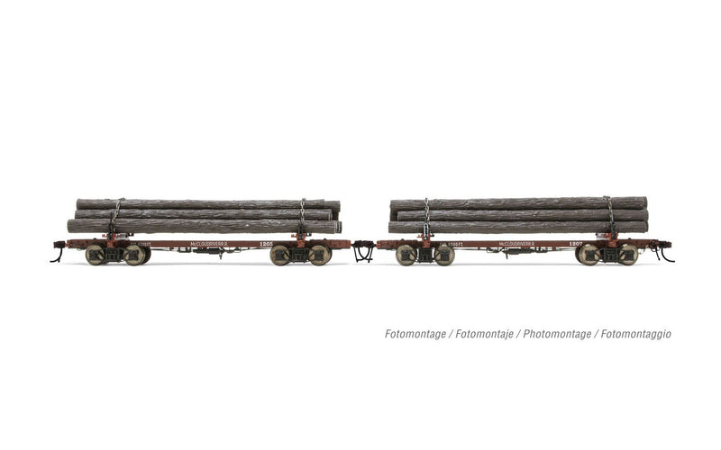 Rivarossi HR6628 2-unit set of log cars, "McCloud River", No. 1205 and 1207, ep. III, HO