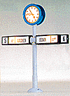 Brawa Modellspielwaren 5290 Illuminated Clock -- Platform w/Train Direction Signs, 2" High, HO Scale
