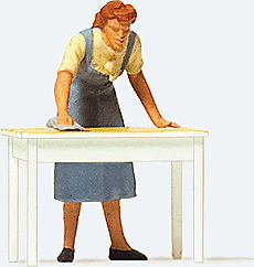 Preiser Kg 28134 Individual Figure -- Housewife Cleaning the Table, HO Scale