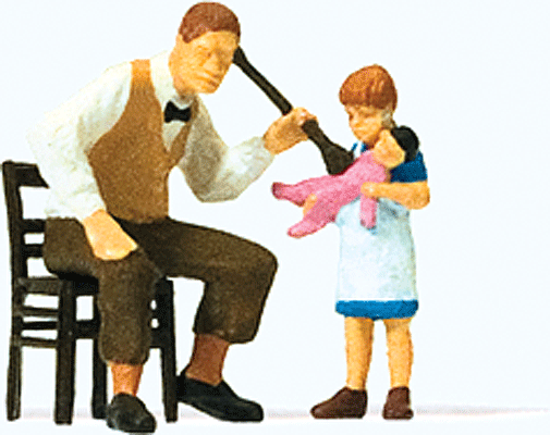 Preiser Kg 28155 Individual Figure -- Puppet Doctor (Man, Little Girl & Puppet), HO Scale