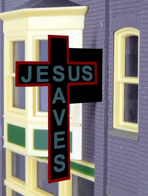 Miller Engineering Animation 9072, Small Jesus Saves Sign