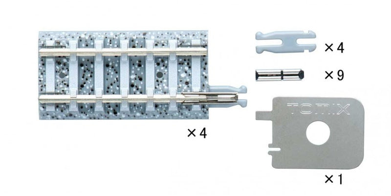 TomyTec Co LTD 15307 Joint Track w/Concrete Ties S35-J-PC - Fine Track -- Adapts Fine Track to Conventional Track,  1-3/8"  35mm pkg(4), N Scale