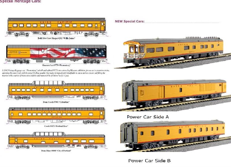 Union Pacific Excursion Train 7-Car Set w/ Pre-Installed Interior Lighting, N Scale