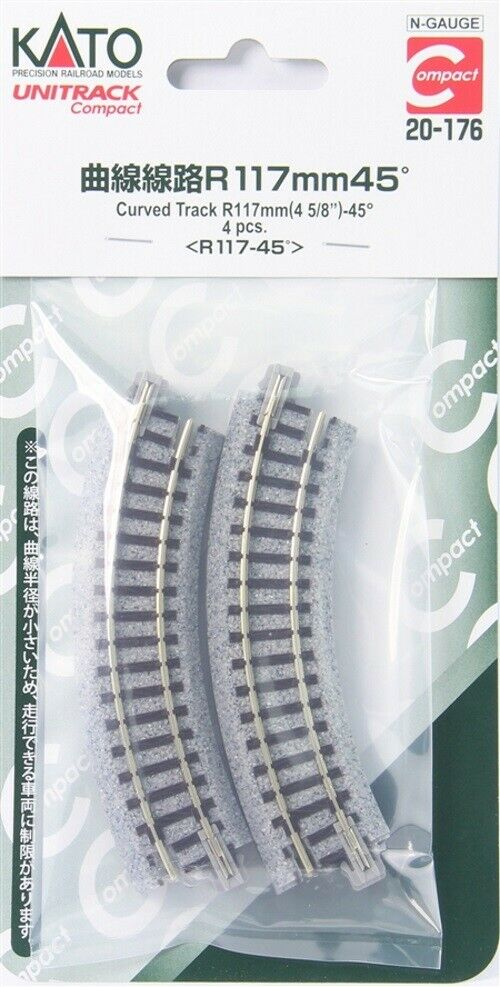 Unitrack Compact Curve 4-5/8" - Pack of 4, N Scale