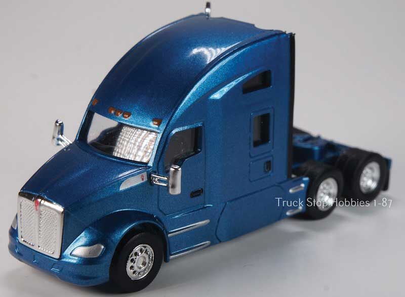 Herpa Models 410692 Kenworth T680 3-Axle Sleeper-Cab Tractor Only 2 Pack - Assembled -- Blue, HO Scale