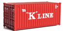 Walthers SceneMaster 949-8073 20' Corrugated Container - Assembled --K-Line (red, white), HO