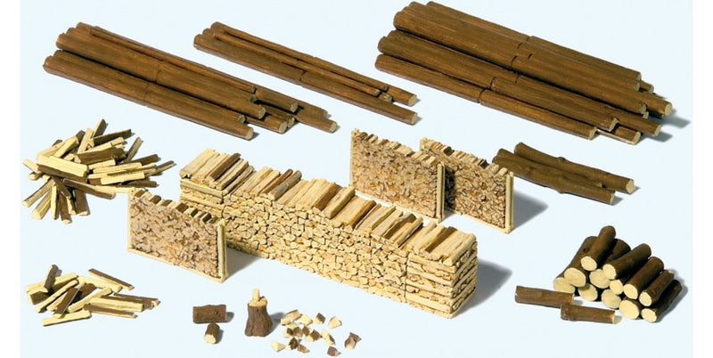 Preiser Kg 17609 Logs & Wood Piles - Kit, HO Scale