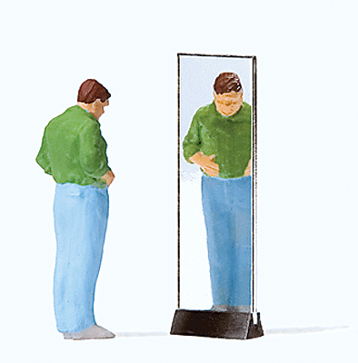 Preiser Kg 28161 Man Trying On Pants w/Mirror, HO Scale