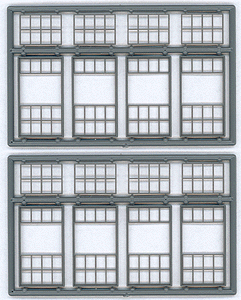 Tichy Train Group 8133 Masonry Windows - Industrial/Roundhouse w/Separate Tilt Out pkg(8) -- 20-Pane w/Tilt-Out; 60 x 104" (.68 x 1.19"), HO Scale