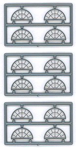 Tichy Train Group 8128 Masonry Windows - pkg(8) -- 13 Pane Half Round (Use Over