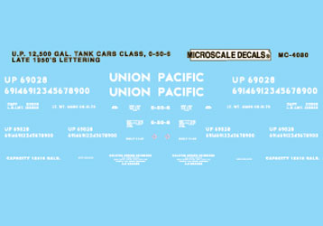 Microscale Inc 460-604080 UP 12,500 tank car 1955