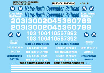 Microscale Inc Railroad Decal Set - Metro North Diesel - Hoods & Cabs - Waterslide Decal - N Scale