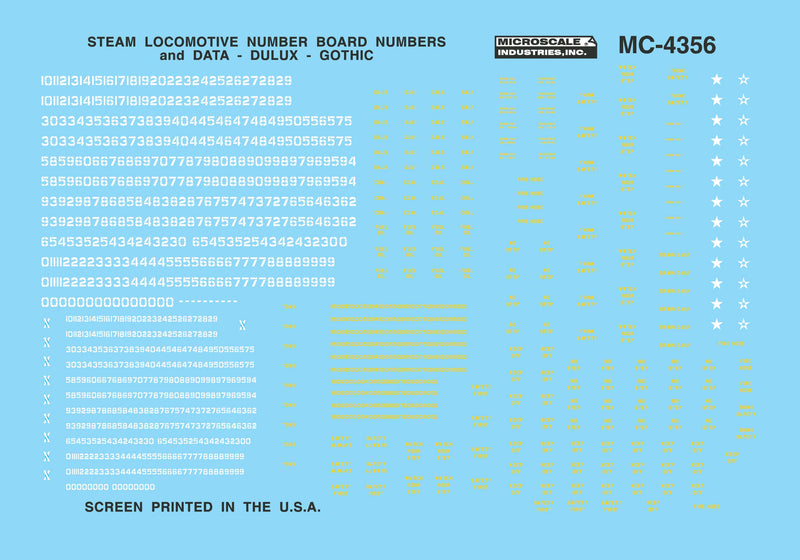 Microscale Inc 460-604356 Stm Loco Data/Nmb Brd Gth