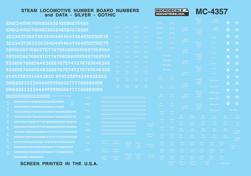 Microscale Inc 460-604357 Stm Loco Data/Nmb Gth slv