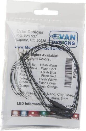 Evan Designs UM3 Mega Chip LED High Brightness SMD Style w/8" 20.3cm Wire Leads -- Red 3/16 x 3/16 x 1/16" 5 x 5 x 2mm 7-19V AC or DC pkg(5)