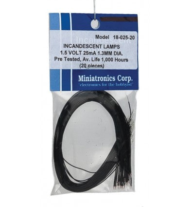 Miniatronics MNT1802520 Micro Mini Lamp, Clear, 1.34mm, 1.5v, 25mA, [20 pcs], All Scales