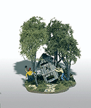 Woodland Scenics 108 Mini-Scene(TM) Unpainted Metal Kit -- Outhouse Mischief, HO Scale