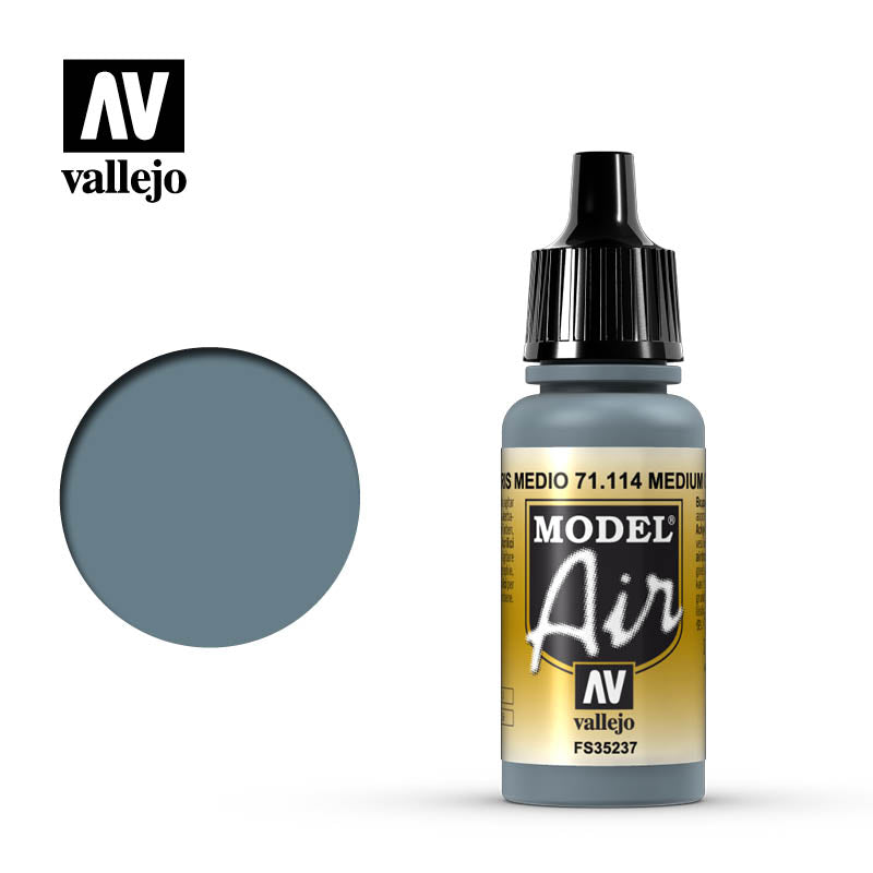 Vallejo Acrylic Paints 71114 Medium Gray pack of 6