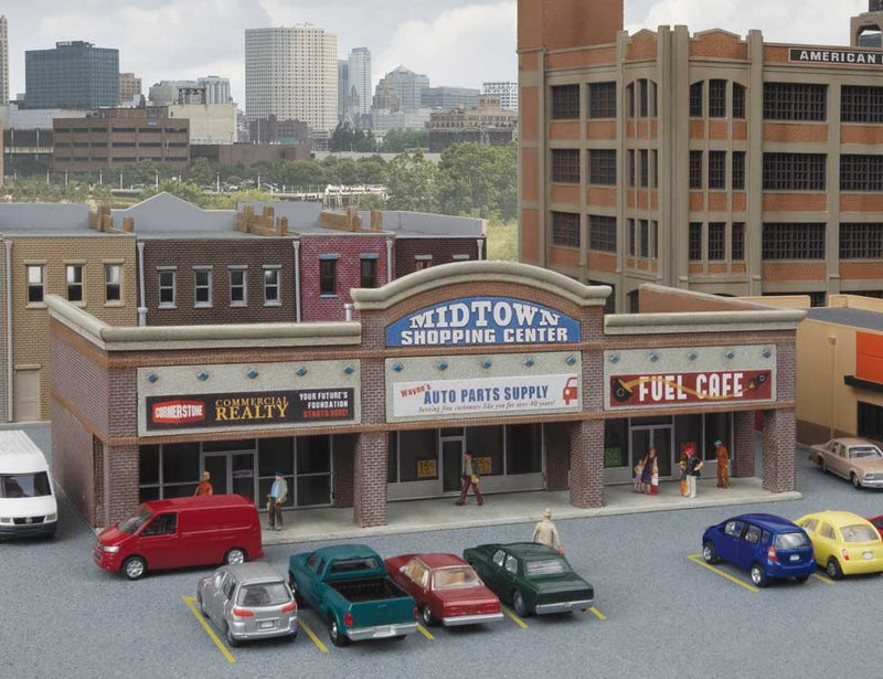 Walthers Cornerstone 933-3891 Modern Shopping Center I -- Kit - 6-1/4 x 3 x 2-1/8" 15.8 x 7.6 x 5.3cm, N Scale
