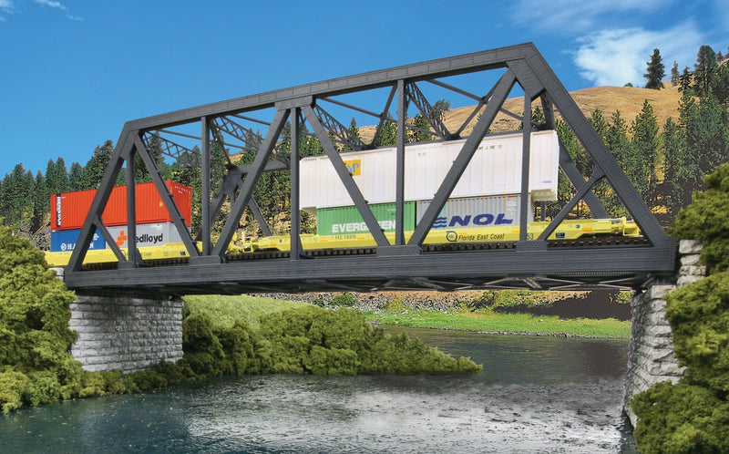 Walthers Cornerstone 933-4510 Modernized Double-Track Railroad Truss Bridge -- Kit - 15 x 5 x 4-1/2" 38.1 x 12.7 x 11.4cm, HO Scale
