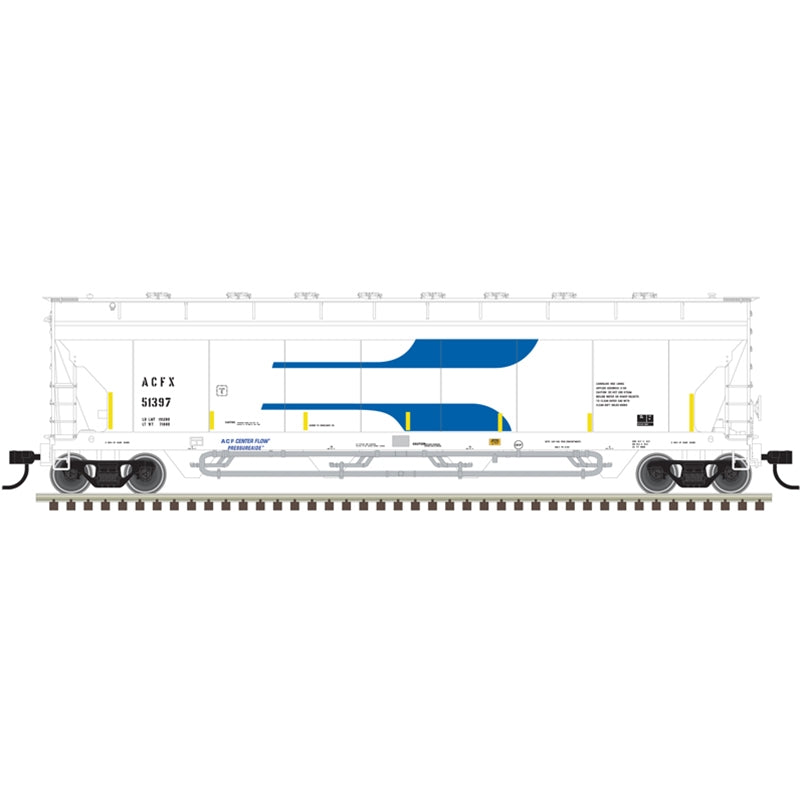 PREORDER Atlas 50006083 N PRESSUREAIDE COVERED HOPPER ACFX [VENTURI] W/ CONSPICUITY STRIPES