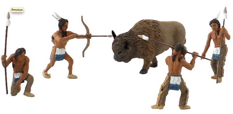 Woodland Scenics 4444 Native American Hunt Figures - Scene-A-Rama(R) -- Four Native Americans & One Bison, All Scales