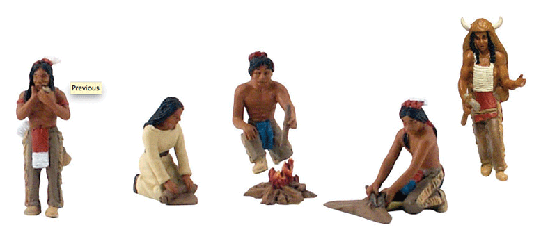 Woodland Scenics 4443 Native Americans Figures - Scene-A-Rama(R) -- pkg(5), All Scales