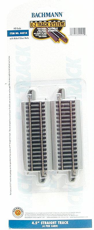 Bachmann 44514 E-Z Track HO Nickel Silver 4 1/2" STRAIGHT TRACK...