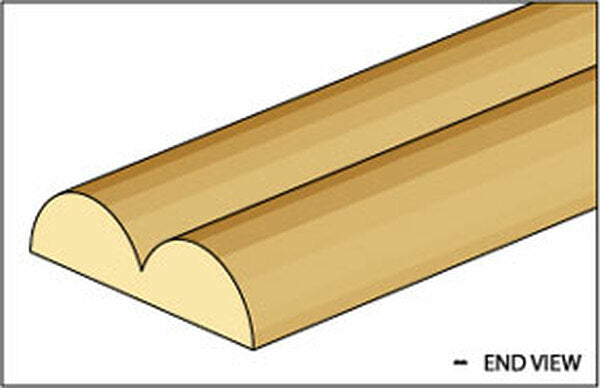 Northeastern Scale Lumber 873 Double-Bead Moulding -- 24 x 5/64"  61 x .20cm, I Scale