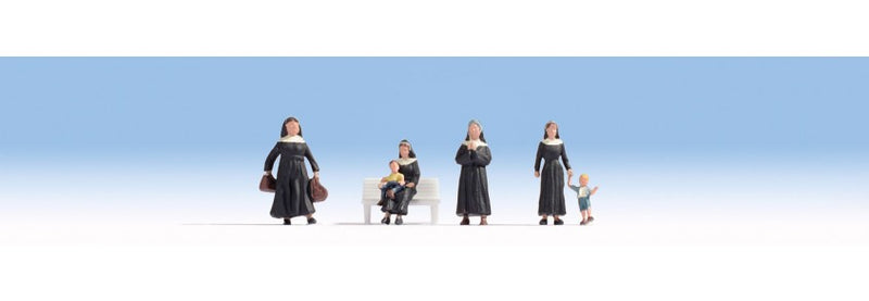 Noch Gmbh & Co 15400 Nuns & Children -- pkg(6), HO Scale