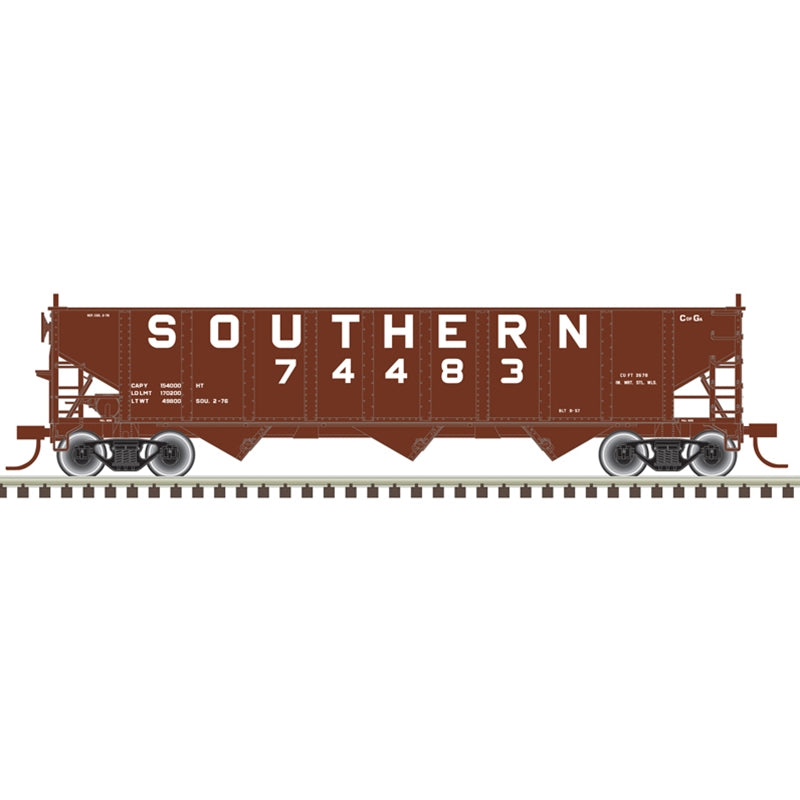 PREORDER Atlas 2001833 O 3RL TRAINMAN AAR 70 3-BAY TON HOPPER SOUTHERN 74139, 74483 (BROWN/WHITE)