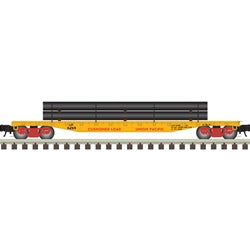 Atlas 2002015 3RL TRAINMAN 52'6" FLAT CAR UNION PACIFIC 54519, 54565 (YELLOW/RED), O Scale