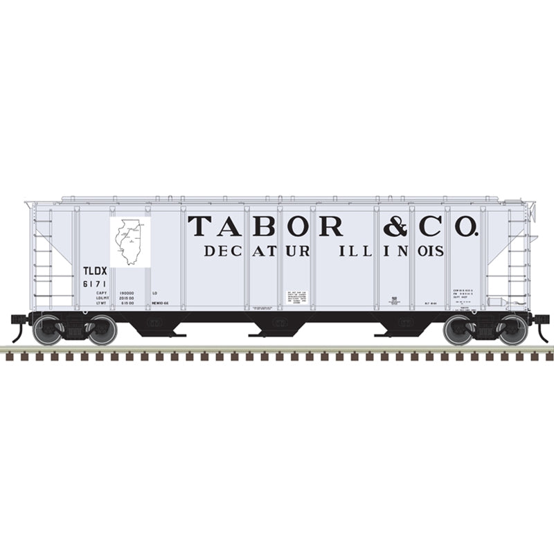 PREORDER Atlas 3001375 O 3RL PS-4427 LOW-SIDE HOPPER TABOR & COMPANY 6171, 6183 (GRAY/WHITE)