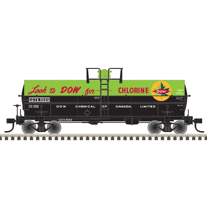 ATLAS 3005521 3RL 11K GALLON TANK CAR DOW CANADA (CGTX) 55212, 55213 (GREEN/BLACK), O Scale