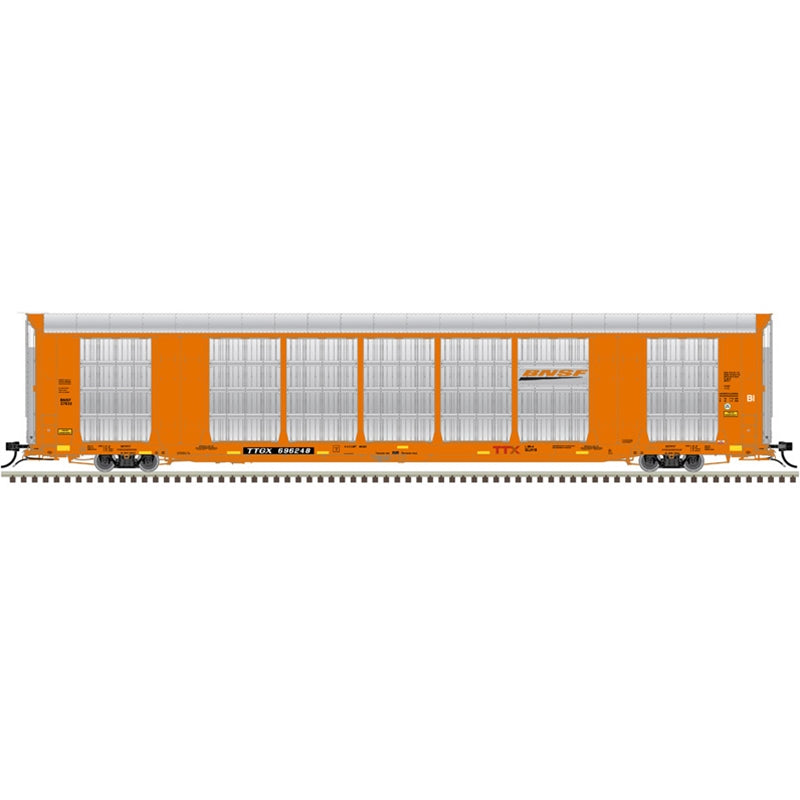 Atlas 3007420 3RL GUNDERSON MULTI-MAX AUTO RACK BNSF 696201, 696240, 696248, 696253 (ORANGE), O Scale