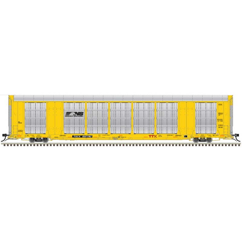 Atlas 3007423 3RL GUNDERSON MULTI-MAX AUTO RACK NORFOLK SOUTHERN (TOCX) 697842, 697782, 697775, 697847 (YELLOW/BLACK), O Scale