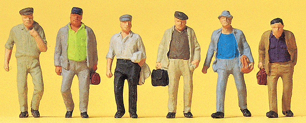 Preiser Kg 14086 Passengers -- Male Commuters on Way to Train pkg(6), HO Scale