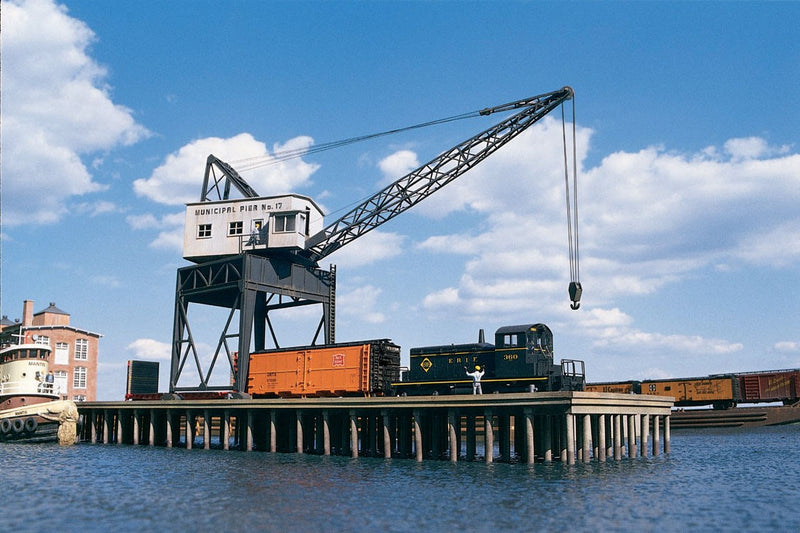 Walthers Cornerstone 933-3067 Pier & Traveling Crane -- Kit - Pier: 12-5/8 x 5-3/4 x 1-1/2"; Crane: 4 x 4 x 9-1/8", HO Scale