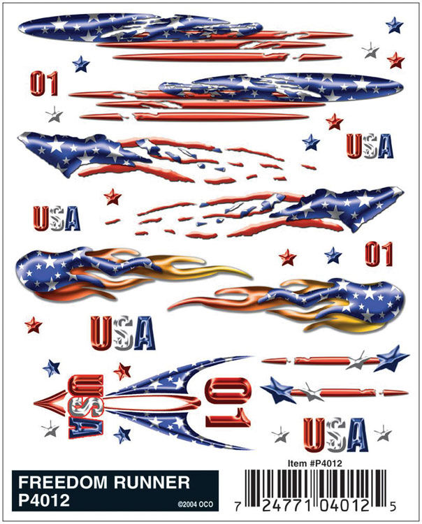 Woodland Scenics 4012 PineCar(R) Dry Transfer Decals -- Freedom Runner