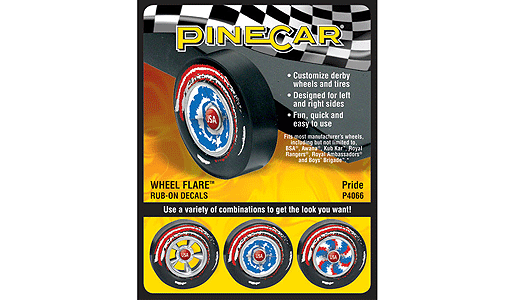 Woodland Scenics 4066 PineCar(R) Dry Transfer Decals -- Pride Wheels