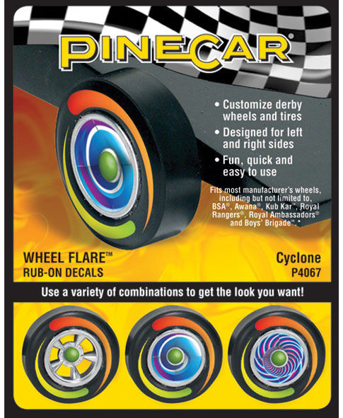Woodland Scenics 4067 PineCar(R) Dry Transfer Decals -- Cyclone Wheels