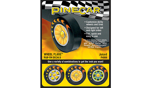 Woodland Scenics 4068 PineCar(R) Dry Transfer Decals -- Juiced Wheels