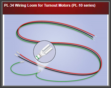 Peco 552-PL34 Wiring Harness for PL-10 (552-3010) Turnout Motor -- pkg(2), HO