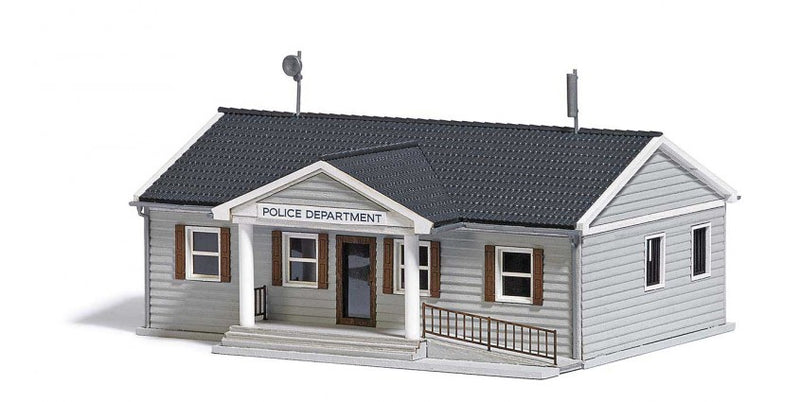 Busch Gmbh & Co Kg 9731 Police Station -- Laser-Cut Wood Kit - 5-9/16 x 4-13/16" 14.2 x 12.3 x 7.7cm, HO Scale