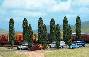 Busch Gmbh & Co Kg 6229 Poplar Trees pkg(10) -- Six 4-13/16" 12.2cm; Four 3-13/16" 9.7cm Tall, HO Scale