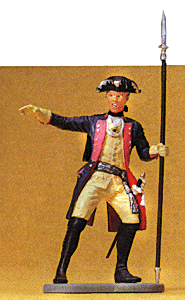 Preiser Kg 54133 Prussian Army Circa 1756, 7th Infantry -- Officer of Musketeers w/Spontoon, 1:24 Scale