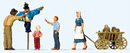 Preiser Kg 10650 Putting up the Scarecrow -- 4 Figures, Scarecrow & Cart, HO Scale