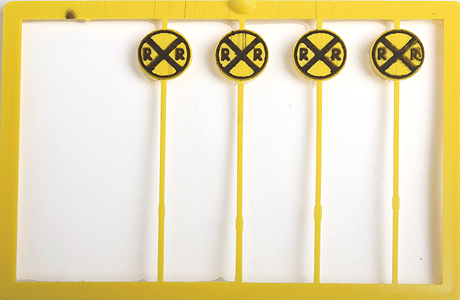 Tichy Train Group 8176 Railroad Crossing Highway Warning Sign -- Modern Yellow & Black pkg(20), HO Scale